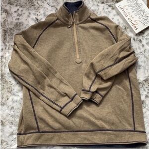 Tommy bahama mens large tan blue reversible half zip